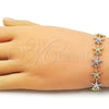 Oro Laminado Tennis Bracelet, Gold Filled Style Star Design, Diamond Cutting Finish, Two Tone, 03.341.0243.07