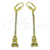 Oro Laminado Long Earring, Gold Filled Style Teddy Bear Design, with Cubic Zirconia, Golden Finish, 5.110.002