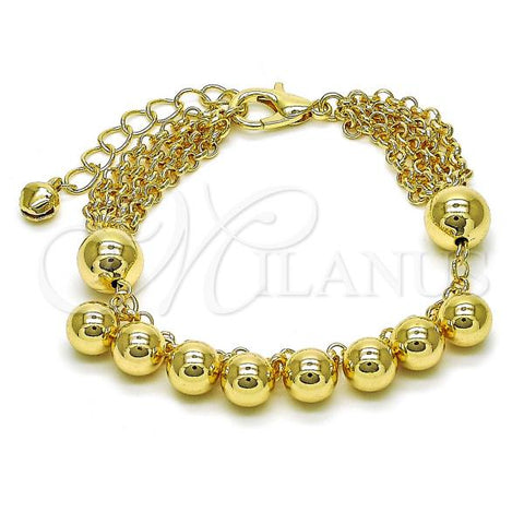 Oro Laminado Fancy Bracelet, Gold Filled Style Chunky and Rolo Design, Polished, Golden Finish, 03.331.0302.08