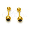 Stainless Steel Stud Earring, with Black Crystal, Polished, Golden Finish, 02.271.0017.2