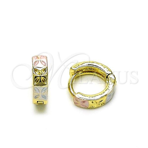 Oro Laminado Huggie Hoop, Gold Filled Style Butterfly Design, Polished, Golden Finish, 02.213.0609.12