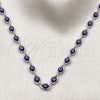 Oro Laminado Fancy Necklace, Gold Filled Style Evil Eye Design, with Sapphire Blue Crystal, Diamond Cutting Finish, Golden Finish, 04.63.1347.2.18