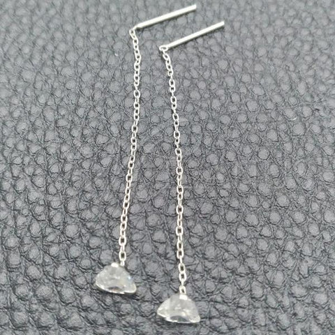 Sterling Silver Threader Earring, with White Cubic Zirconia, Polished, Silver Finish, 02.397.0030