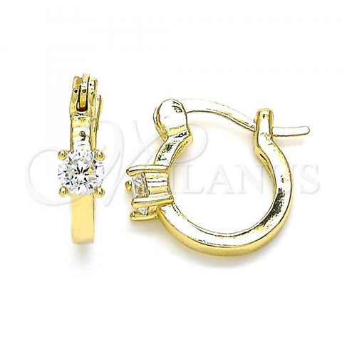 Oro Laminado Small Hoop, Gold Filled Style with White Cubic Zirconia, Polished, Golden Finish, 02.210.0499.12