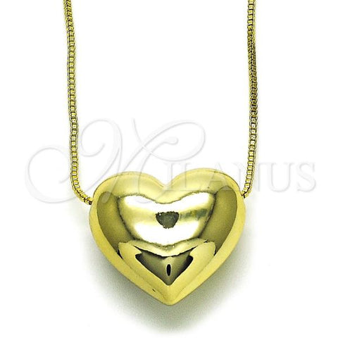 Oro Laminado Pendant Necklace, Gold Filled Style Heart Design, Polished, Golden Finish, 04.213.0312.18