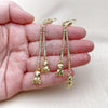 Oro Laminado Long Earring, Gold Filled Style Teddy Bear Design, with Cubic Zirconia, Golden Finish, 5.101.006