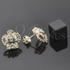 Oro Laminado Stud Earring, Gold Filled Style Crown Design, with White Crystal, Polished, Golden Finish, 5.127.003 *PROMO*