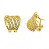 Oro Laminado Stud Earring, Gold Filled Style with White Crystal, Polished, Golden Finish, 02.59.0069 *PROMO*