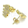 Oro Laminado Stud Earring, Gold Filled Style Little Girl Design, with White Micro Pave, Polished, Golden Finish, 02.156.0419
