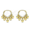 Oro Laminado Huggie Hoop, Gold Filled Style Ball Design, Polished, Golden Finish, 02.63.2717.15
