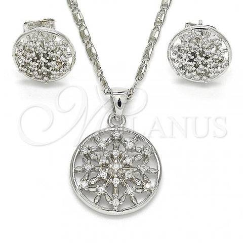 Rhodium Plated Earring and Pendant Adult Set, with White Cubic Zirconia, Polished, Rhodium Finish, 10.156.0160.1