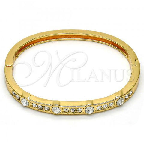 Gold Tone Individual Bangle, with White Crystal, Polished, Golden Finish, 07.252.0029.04.GT (05 MM Thickness, One size fits all)