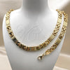 Stainless Steel Necklace and Bracelet, Infinite Design, Polished, Golden Finish, 06.116.0007.1