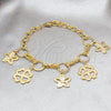 Stainless Steel Fancy Bracelet, Flower Design, with White Crystal, Polished, Golden Finish, 03.63.22114.08