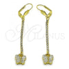 Oro Laminado Long Earring, Gold Filled Style Bird Design, with Cubic Zirconia, Golden Finish, 5.067.014