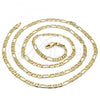 Oro Laminado Basic Necklace, Gold Filled Style Figaro Design, Diamond Cutting Finish, Golden Finish, 5.222.031.28