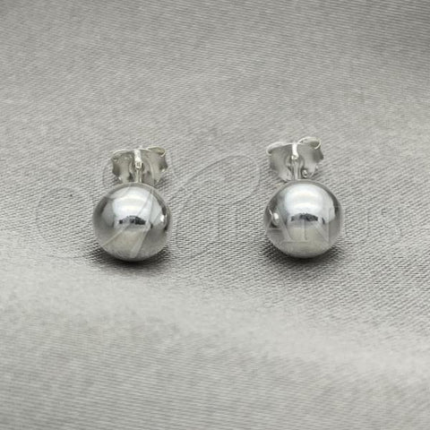 Sterling Silver Stud Earring, Ball Design, Polished, Silver Finish, 02.401.0055.07