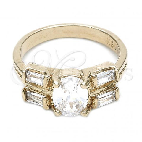 Oro Laminado Elegant Ring, Gold Filled Style with White Cubic Zirconia, Polished, Golden Finish, 5.166.008.06 (Size 6)