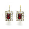 Oro Laminado Leverback Earring, Gold Filled Style with Garnet and White Crystal, Polished, Golden Finish, 5.125.020.7