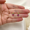 Oro Laminado Stud Earring, Gold Filled Style Grape Design, Purple Enamel Finish, Golden Finish, 02.02.0525