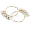 Oro Laminado Large Hoop, Gold Filled Style Butterfly Design, Diamond Cutting Finish, Tricolor, 02.380.0021.50