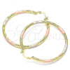 Oro Laminado Large Hoop, Gold Filled Style Diamond Cutting Finish, Tricolor, 02.213.0153.1.50