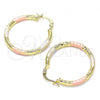 Oro Laminado Medium Hoop, Gold Filled Style Diamond Cutting Finish, Tricolor, 02.213.0162.1.30