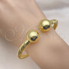 Oro Laminado Individual Bangle, Gold Filled Style Ball and Twist Design, Polished, Golden Finish, 07.341.0052