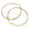 Oro Laminado Large Hoop, Gold Filled Style Diamond Cutting Finish, Tricolor, 02.213.0248.60