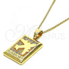 Oro Laminado Pendant Necklace, Gold Filled Style Airplane Design, with White Micro Pave, Polished, Golden Finish, 04.193.0003.18