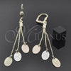Oro Laminado Long Earring, Gold Filled Style Polished, Tricolor, 5.068.009