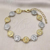 Oro Laminado Tennis Bracelet, Gold Filled Style Guadalupe Design, Diamond Cutting Finish, Two Tone, 03.341.0241.07
