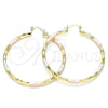 Oro Laminado Large Hoop, Gold Filled Style Diamond Cutting Finish, Tricolor, 02.213.0249.50