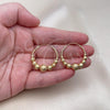 Oro Laminado Medium Hoop, Gold Filled Style Ball and Hollow Design, Matte Finish, Golden Finish, 02.170.0437.1.30