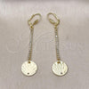 Oro Laminado Long Earring, Gold Filled Style with Cubic Zirconia, Golden Finish, 5.085.001