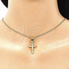 Oro Laminado Pendant Necklace, Gold Filled Style Cross Design, Polished, Golden Finish, 04.242.0104.20
