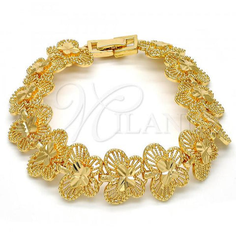 Gold Tone Fancy Bracelet, Butterfly Design, Diamond Cutting Finish, Golden Finish, 03.100.0030.08.GT