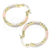 Oro Laminado Medium Hoop, Gold Filled Style Diamond Cutting Finish, Tricolor, 02.213.0155.1.30