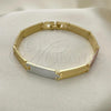 Oro Laminado Solid Bracelet, Gold Filled Style Polished, Tricolor, 03.102.0059.08