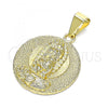 Oro Laminado Religious Pendant, Gold Filled Style Guadalupe Design, Polished, Golden Finish, 05.213.0129