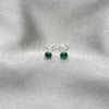 Sterling Silver Stud Earring, with Emerald Cubic Zirconia, Polished, Silver Finish, 02.397.0039.05