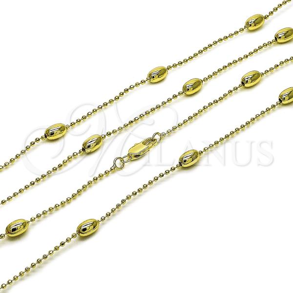 Oro Laminado Basic Necklace, Gold Filled Style Ball Design, Polished, Golden Finish, 04.213.0261.16