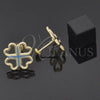Oro Laminado Stud Earring, Gold Filled Style Heart Design, Enamel Finish, Golden Finish, 02.09.0052