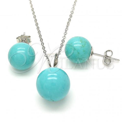 Sterling Silver Earring and Pendant Adult Set, Ball Design, Polished, Rhodium Finish, 10.63.0593