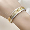 Oro Laminado Individual Bangle, Gold Filled Style Diamond Cutting Finish, Tricolor, 07.170.0069