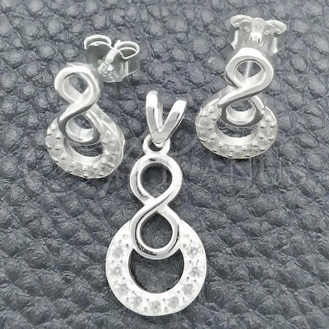 Sterling Silver Earring and Pendant Adult Set, Infinite Design, Polished, Silver Finish, 10.398.0017