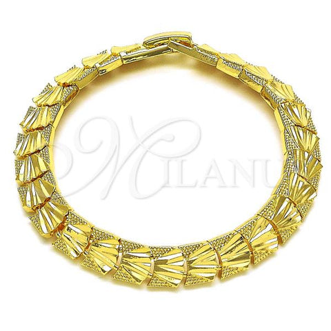 Oro Laminado Solid Bracelet, Gold Filled Style Diamond Cutting Finish, Golden Finish, 03.102.0077.1.07