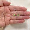Oro Laminado Stud Earring, Gold Filled Style Turtle Design, Green Enamel Finish, Golden Finish, 02.02.0505
