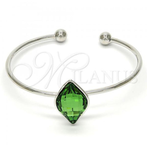 Rhodium Plated Individual Bangle, with Fern Green Swarovski Crystals, Polished, Rhodium Finish, 07.239.0006.5