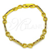 Oro Laminado Fancy Bracelet, Gold Filled Style Hugs and Kisses and Infinite Design, with Multicolor Micro Pave, Polished, Golden Finish, 03.346.0021.07